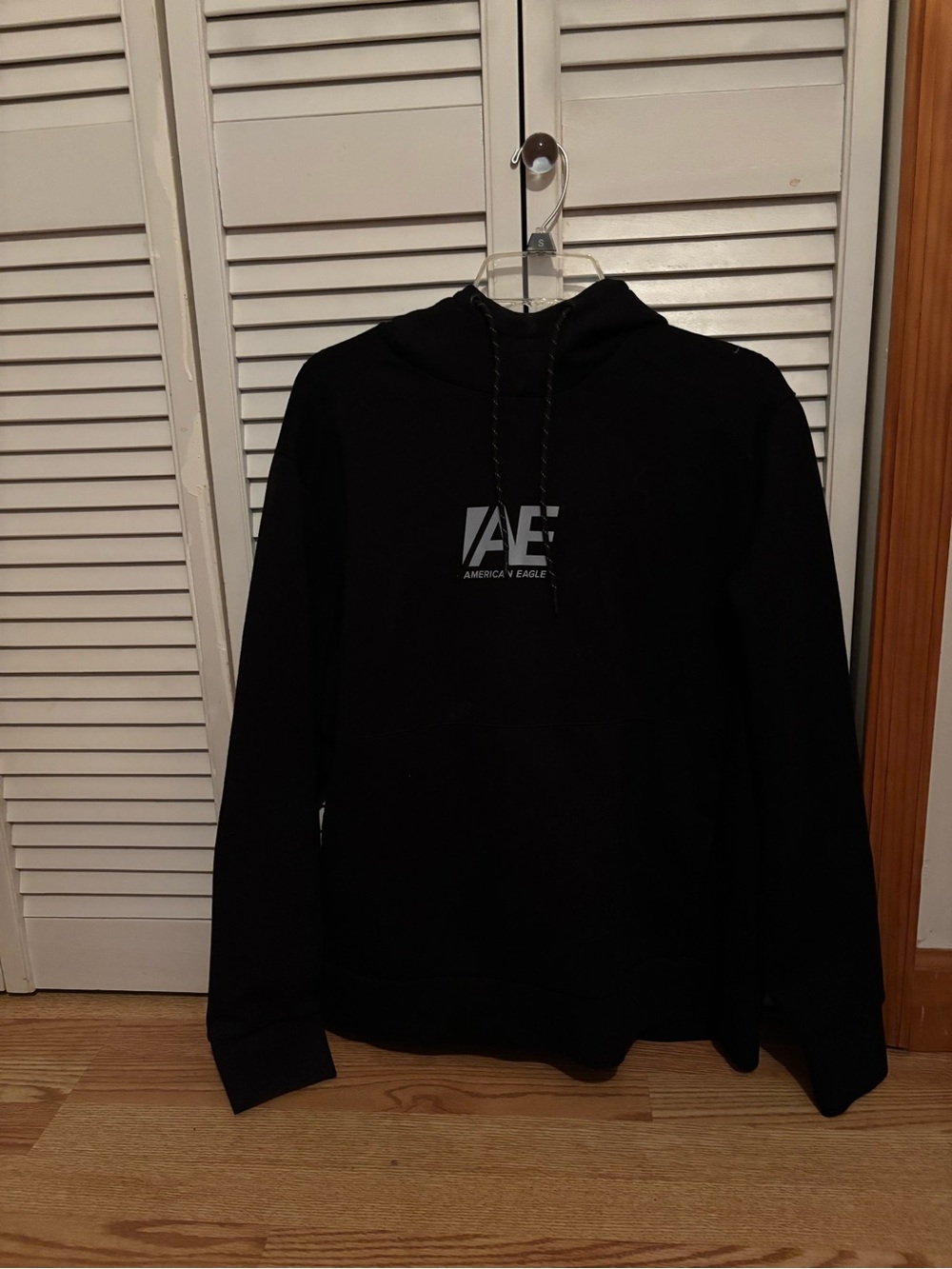American Eagle Outfitters Black Crewneck Hoodie with AE Logo